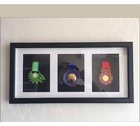 NIUSABOU Caja expositora para medallas y fotos, Marco de exhibición del certificado la foto medalla en multicolor for varios tamaños(Oak,Long 17 inches (3 holes))