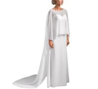 NIUSABOU Chales con borlas para bodas, Mujer gasa boda capa chal abrigo multicolor varios tamaños(White,Back length 1.3m)