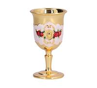 NIUSABOU Copas de acero inoxidable, Metal Goblet Painted Flower Wine Glass for Bar Drinkware Coffee Tea Water Cup