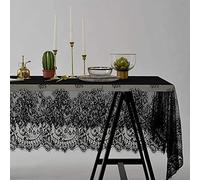 NIUSABOU Cubierta de Mesa, Mantel de Encaje Blanco. Múltiples tamaños en cm y Pulgadas.(Black,35 * 145cm(Table Flag))