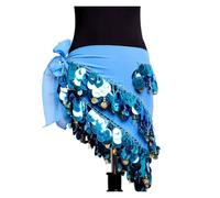 NIUSABOU Falda de Danza del Vientre y pañuelo de Cadera, Bufanda de Cadera for Danza del Vientre, cinturón con Borla Lentejuelas, Moneda, Multicolor(Blue)