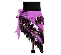 NIUSABOU Falda de Danza del Vientre y pañuelo de Cadera, Bufanda de Cadera for Danza del Vientre, cinturón con Borla Lentejuelas, Moneda, Multicolor(Purple)
