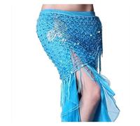 NIUSABOU Falda de Danza del Vientre y pañuelo de Cadera, Danza del Vientre Pañuelo de Cadera Lentejuelas Ajustable Multicolor(Light Blue)