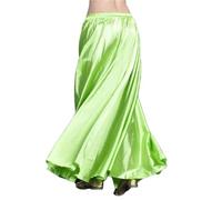 NIUSABOU Falda Larga Tipo Maxi para Danza del Vientre, Falda Flamenca for Danza del Vientre for Mujer, satén, rayón, Multicolor, Cintura de 66-98cm(Grass Gn)