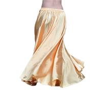 NIUSABOU Falda Larga Tipo Maxi para Danza del Vientre, Falda Flamenca for Danza del Vientre for Mujer, satén, rayón, Multicolor, Cintura de 66-98cm(Gold)