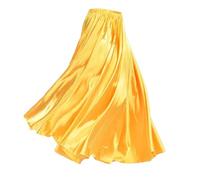NIUSABOU Falda Larga Tipo Maxi para Danza del Vientre, Falda Flamenca for Danza del Vientre for Mujer, satén, rayón, Multicolor, Cintura de 66-98cm(Yellow)