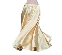 NIUSABOU Falda Larga Tipo Maxi para Danza del Vientre, Falda Flamenca for Danza del Vientre for Mujer, satén, rayón, Multicolor, Cintura de 66-98cm(Light Gold)