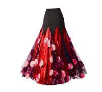 NIUSABOU Falda Larga Tipo Maxi para Danza del Vientre, Falda for Vals de Salón for Danza del Vientre Multicolor(Red)