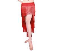 NIUSABOU Falda Larga Tipo Maxi para Danza del Vientre, Mujer Baile Latino Borlas Falda Conjunto Multicolor Múltiples Tallas 2 Piezas(Red,M)