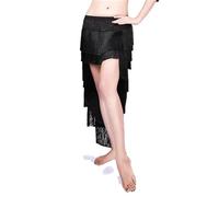 NIUSABOU Falda Larga Tipo Maxi para Danza del Vientre, Mujer Baile Latino Borlas Falda Conjunto Multicolor Múltiples Tallas 2 Piezas(Black,L)