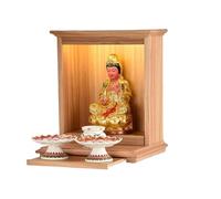 NIUSABOU Soporte de Madera para Altar Budista, Santuario del Altar de Buda for Guan Gong Dios la Riqueza Montado en Pared Madera Nogal Múltiples tamaños(Wood,56x51cm/22x20in)