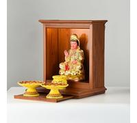 NIUSABOU Soporte de Madera para Altar Budista, Santuario del Altar de Buda for Guan Gong Dios la Riqueza Montado en Pared Madera Nogal Múltiples tamaños(Walnut,45x44cm/17.7x17.3in)