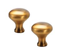NIUSABOU Tiradores de arco para pomos de puerta, Paquete de 2 manijas gabinete con lazo bronce amarillo Zinc tornillos for cocina, baño, varios tamaños(Single Hole)