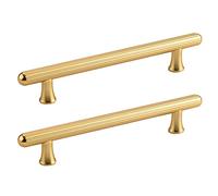 NIUSABOU Tiradores de arco para pomos de puerta, Tiradores for armario de cocina, 2 unidades, palanca rayas redondas aluminio y cobre, tamaños for baño(Hole Distance 128Mm)
