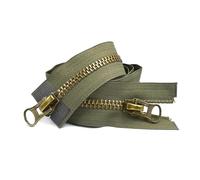 NIUXICH 70-120cm 8# Cremallera de metal Deslizadores dobles Chaqueta Ropa Cremalleras de extremo abierto Accesorios de costura de ropa Diy, ejercito verde, 80cm