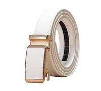NIUXICH Cinturón de cuero de 3cm de ancho para mujer/hombre, cinturón con hebilla automática ajustable, cinturón decorativo para ropa, Blanco, 115cm