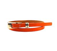NIUXICH Cinturón fino de cuero para mujer, hebilla de Metal, pretina fina, vaqueros, cinturones ajustables, cinturón decorativo para vestido, Naranja, 103x1cm