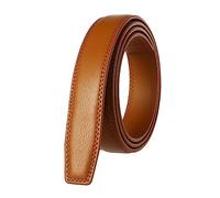 NIUXICH Cinturones de cuero para hombre/mujer de 3,0cm de ancho sin hebillas cinturón de negocios para hombre sin cabeza de hebilla automática, Amarillo, 115cm