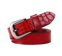 NIUXICH Cinturones de cuero para mujer Cinturón con hebilla Pin Ropa femenina Cinturón decorativo Ancho 2.8cm Accesorios de ropa, Rojo, 110cm