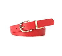 NIUXICH Cinturones de mujer Pu cuero Metal hebilla cinturón vestido Jeans cinturones 2cm ancho vestido cinturón decorativo, Rojo, 105cm
