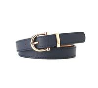 NIUXICH Cinturones de mujer Pu cuero Metal hebilla cinturón vestido Jeans cinturones 2cm ancho vestido cinturón decorativo, Azul marino, 105cm