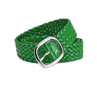 NIUXICH Cinturones trenzados de colores brillantes para mujer, adorno de cintura para mujer, sin agujeros, pantalones vaqueros informales, ancho de cinturón de 3cm, Verde, 105cm
