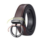 NIUXICH Vestido de jeans con cinturón reversible de cuero para mujer con hebilla giratoria de oro rosa y negro, 90cm