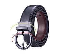 NIUXICH Vestido de jeans con cinturón reversible de cuero para mujer con hebilla giratoria de oro rosa y negro, 90cm