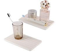 NiuYichee 2 Posavasos rectangulares de Tierra de diatomeas absorbentes de Agua, 24 x 14 cm, diseño Acanalado, Piedra Absorbente de Agua para jabón de Manos, Plantas y artículos de tocador para el
