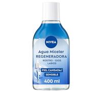 NIVEA Agua Micelar Bifásica Regeneradora - Limpiador Facial - Con 5% Sérum, Amino Acid Complex, Pantenol y Escualano - Desmaquillador Ojos, Rostro y Labios - Hidrata - Piel Sensible - 400 ml
