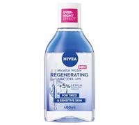 NIVEA Agua micelar con infusión de suero regenerador (400 ml), agua de limpieza micelar con aminoácido, 5% de pantenol y escualano, removedor de maquillaje suave e impermeable