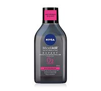 Nivea Water Micelar WATERPROOF todo tipo de pieles (1 x 400 ml), limpiador facial y ojos sensibles, desmaquillante bifásico enriquecido con extracto de té negro