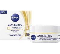 NIVEA Antiarrugas + vitalidad cuidado de día SPF 15 55+ (50 ml), crema facial con aceite de argán y calcio, crema de día suaviza las líneas y arrugas visibles