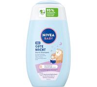 NIVEA Baby Good Night Bad & Champú, champú suave para bebés y gel de ducha con aceite de almendras, vitamina E, B5 y C, champú calmante para bebés con fórmula hipoalergénica y pH agradable para la