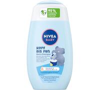 NIVEA Baby Head oots Bad & Shampoo 200 ml | Champú y loción de lavado para bebés con aceite de almendras, vitamina E, C y B5, loción de lavado para bebés sin lágrimas