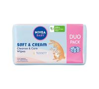 NIVEA BABY Toallitas biodegradables suaves y crema, paquete económico, 2 x 57 piezas