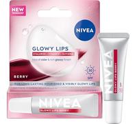 NIVEA Bálsamo labial Glowe Lips Berry - Bálsamo labial con ácido hialurónico y SPF 30, vitamina E, glicerina 10 ml