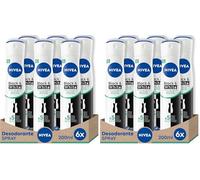 NIVEA Black & White Invisible Active Spray en pack de 6 (6 x 200 ml), desodorante antimanchas de cuidado femenino, desodorante invisible para proteger la piel y la ropa (Paquete de 2)