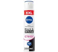 NIVEA Black & White Invisible Clear Deo Spray XXL, antitranspirante con fórmula antimanchas, desodorante con protección 72h y complejo de cuidado NIVEA (250 ml)
