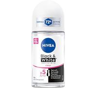 NIVEA Black & White Invisible Clear Desodorante Roll-On, antitranspirante con fórmula antimanchas y sin alcohol etílico, desodorante para 72 horas de protección (50 ml)