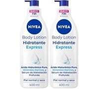 NIVEA Body Lotion Hidratante Express - Loción Corporal - 72h Hidratación - Ácido Hialurónico, Minerales Marinos y Sérum de Hidratación Profunda - Fórmula Ultraligera - Piel Normal y Seca - 400 ml