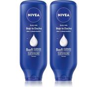 NIVEA Body Milk Bajo la Ducha - Loción Corporal Hidratante para la Ducha 5 en 1 Cuidado Completo - 24h de Hidratación - Aceite de almendras - Se Activa con el Agua - Piel seca - Pack de 6 x 400 ml