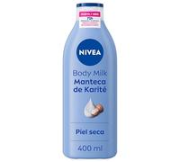 NIVEA Body Milk Manteca de Karité (1 x 400 ml), leche corporal que hidrata durante 72 h, crema hidratante corporal con ácido hialurónico, para piel seca