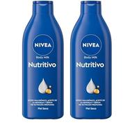 NIVEA Body Milk Nutritivo (1 x 250 ml), leche corporal que hidrata durante 72 h, crema hidratante corporal con aceite de almendras y ácido hialurónico, para piel seca (Paquete de 2)