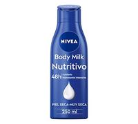NIVEA Body Milk Nutritivo (1 x 250 ml), leche corporal que hidrata durante 72 h, crema hidratante corporal con aceite de almendras y ácido hialurónico, para piel seca
