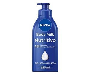 NIVEA Body Milk Nutritivo (1 x 625 ml), leche corporal que hidrata, crema hidratante corporal con aceite de almendras y ácido hialurónico, para piel seca.