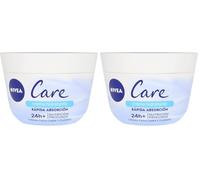 NIVEA Care (1 x 400 ml), crema hidratante para cuerpo, cara y manos, crema nutritiva de rápida absorción para una hidratación profunda 24 horas (Paquete de 2)
