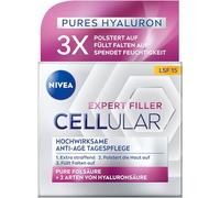 NIVEA Cellular Expert Filler - Crema de día antiedad muy eficaz SPF 15, cuidado facial extra reafirmante con efecto de relleno, crema de día con ácido hialurónico y protección solar (50 ml)