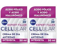 NIVEA Cellular Expert Filler - Crema de Día FP30 - Antiarrugas - Efecto Rellenador 24h - Con Ácido Hialurónico y Ácido Fólico - Crema Antiedad - Protección Solar - Todo Tipo de Pieles - 50 ml