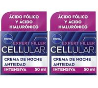 NIVEA Cellular Expert Filler - Crema de Noche - Antiarrugas - Efecto Rellenador 24h - Con Ácido Hialurónico y Ácido Fólico - Crema Antiedad - Extra Firmeza - Todo Tipo de Pieles - 50 ml (Paquete de 2)